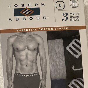 Brand new in Sealed Box. 3 Boxer Briefs by Joseph Abboud, Size Large Blk Gry Nvy